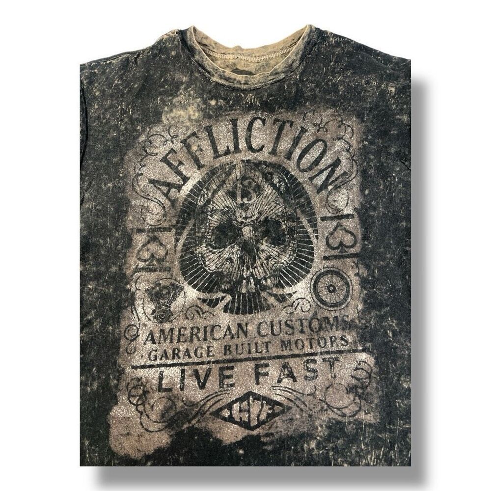 Affliction Y2K Reversible T-Shirt Distressed Size Extra Extra Large - Picture 9 of 9